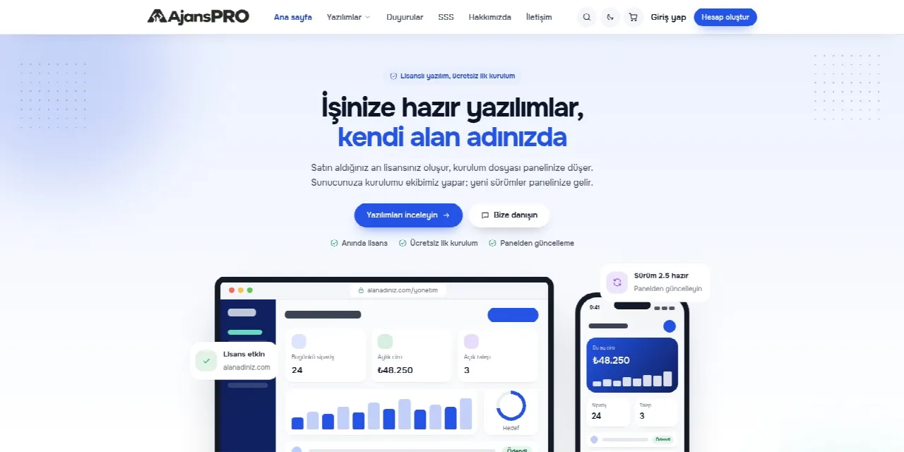 AjansPRO Kraliyet teması mağaza sitesi