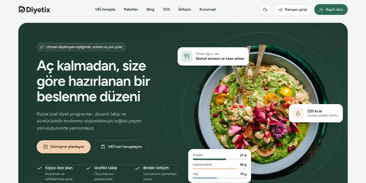 Diyetix Okaliptüs teması web sitesi